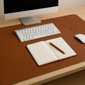 Premium Leather Desk Mat Large Mouse Pad Waterproof Writing Surface Protector for Home Office Computer Desk Accessories Brown