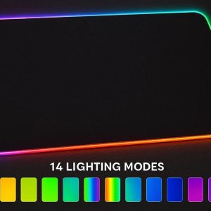 13 Large RGB Gaming Mouse Pad with 14 Lighting Modes Extra Thick Glowing Led Desktop Protector for PC Gamers and Streamers