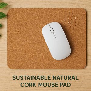 20 Sustainable Natural Cork Mouse Pad Eco Friendly Wood Texture Surface Waterproof Heat Resistant Mat for Green Office and Home Decor