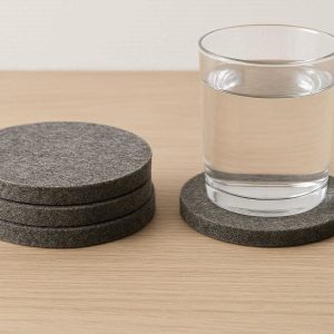 Thick Felt Coaster Set Round Soft Wool Blend Drink Mats Absorbent Heat Resistant Table Protectors for Minimalist Modern Interior Grey
