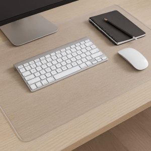 4 Clear Transparent Desk Mat Non Slip Textured Surface Plastic Table Cover Protector for Computer Desk and Writing Table Top