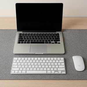 Felt Desk Pad Large Minimalist Mouse Pad Soft Wool Blend Table Protector for Laptop Keyboard and Office Workspace Grey