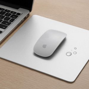 7 Aluminum Metal Desk Pad Hard Surface Ultra Thin Gaming Mouse Pad Non Slip Base Waterproof Protector for Apple Mac Users Silver